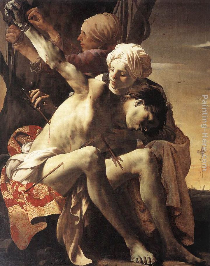 St Sebastian Tended by Irene and her Maid painting - Hendrick Terbrugghen St Sebastian Tended by Irene and her Maid art painting